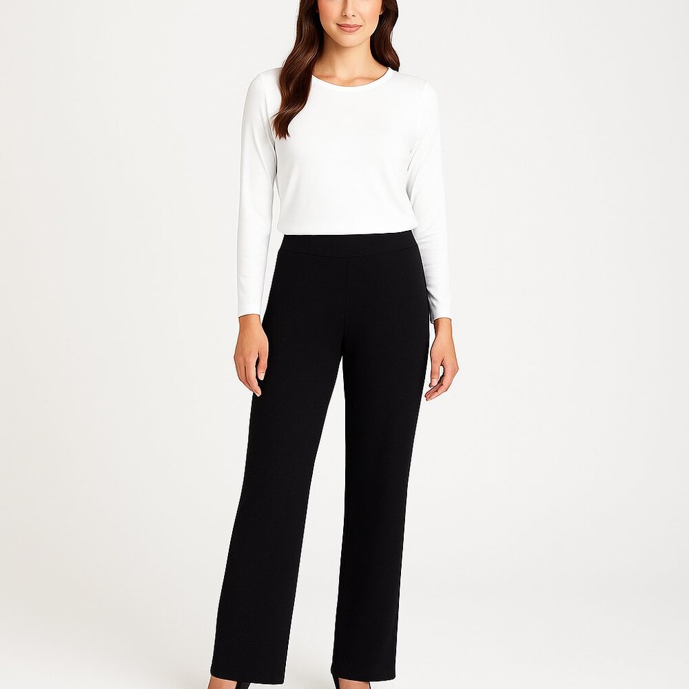 Sympli Lux Ponte Stretch Pull On  French Terry Black Pants Size 10